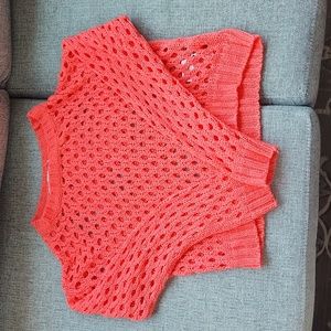 Crochet pink spring sweater size small Forever21